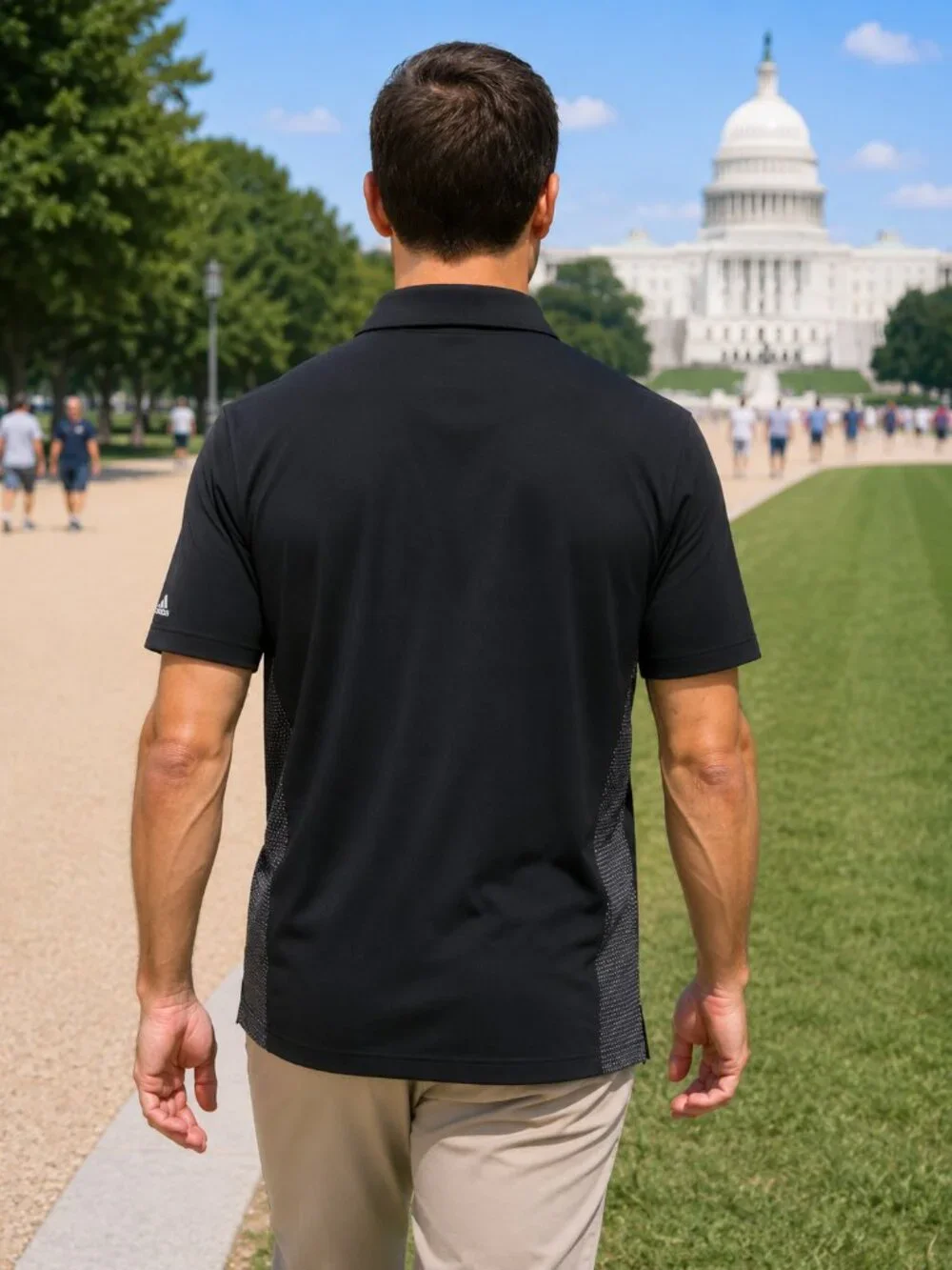 adidas Men's Climacool Aeroknit Short Sleeved Performance Polo Black Medium